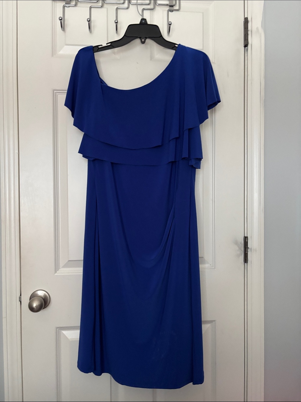 Ralph Lauren Cobalt One-Shoulder Layered Midi Dress
